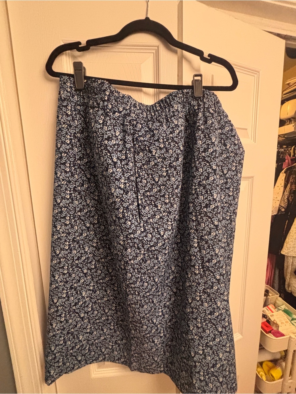 J Crew Factory Blue Floral A-Line Skirt - Classic Women's Skirt